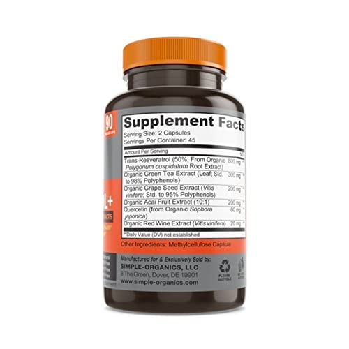 Simple-Organics Resveratrol 1600mg Anti-Aging Capsules