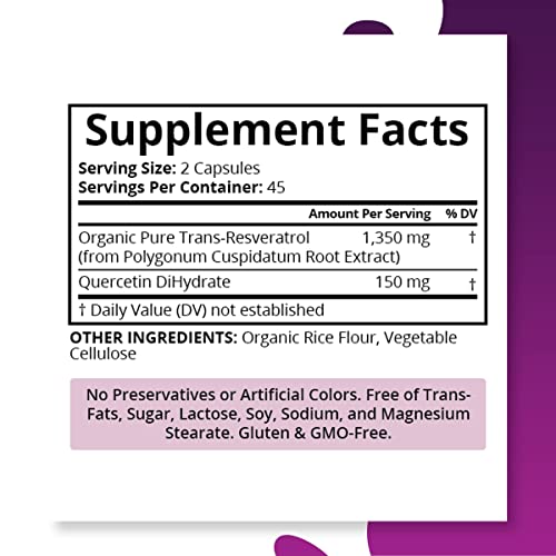 Pure Organic Trans-Resveratrol - Anti-Aging Vegan Capsules