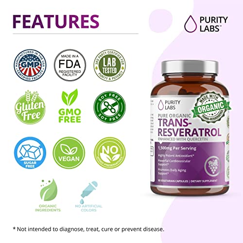 Pure Organic Trans-Resveratrol - Anti-Aging Vegan Capsules