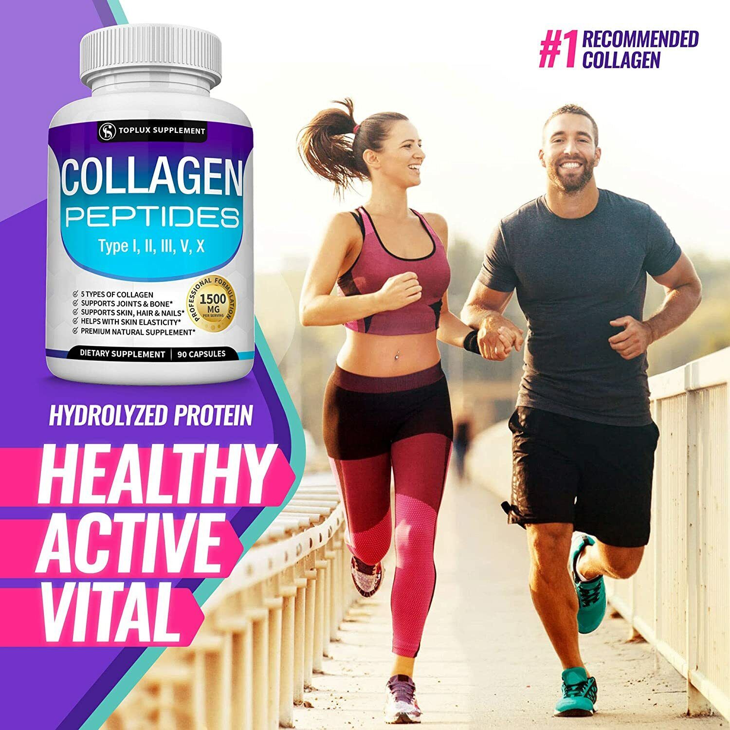 1500 MG Hydrolyzed Collagen Peptides for Anti-Aging