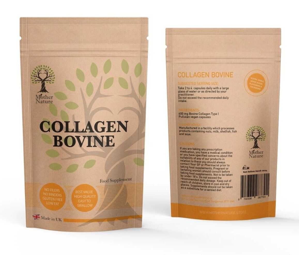 Bovine Collagen Peptides 600mg Capsules for Anti-Aging
