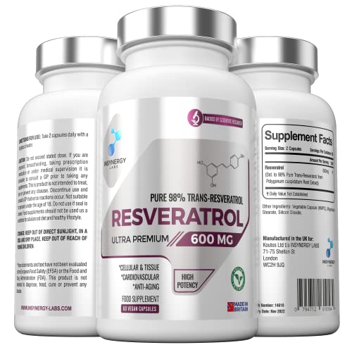 High Strength Resveratrol 600mg Vegan Capsules