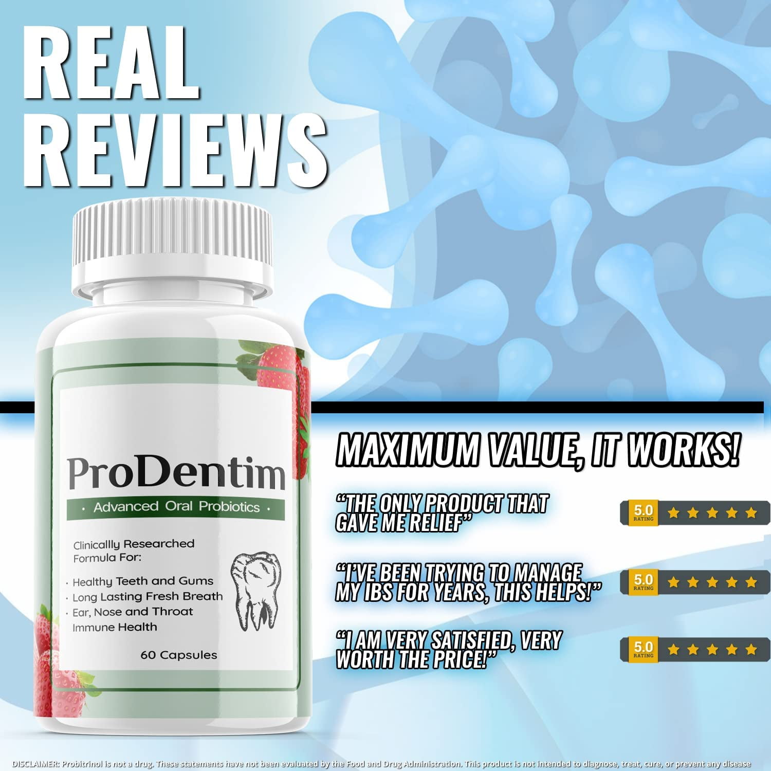 ProDentim Oral Probiotics for Healthy Smile - 120 Caps