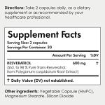High Strength Resveratrol 600mg Vegan Capsules