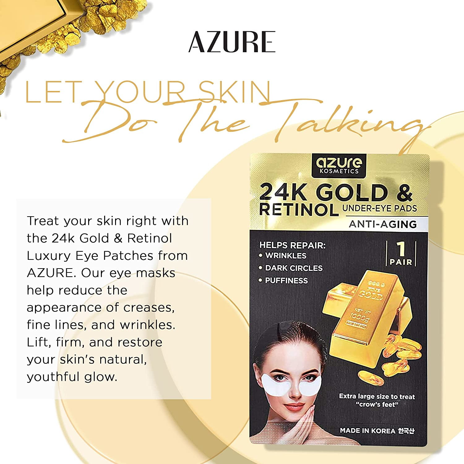 24K Gold Retinol Under Eye Patches – 5 Pairs