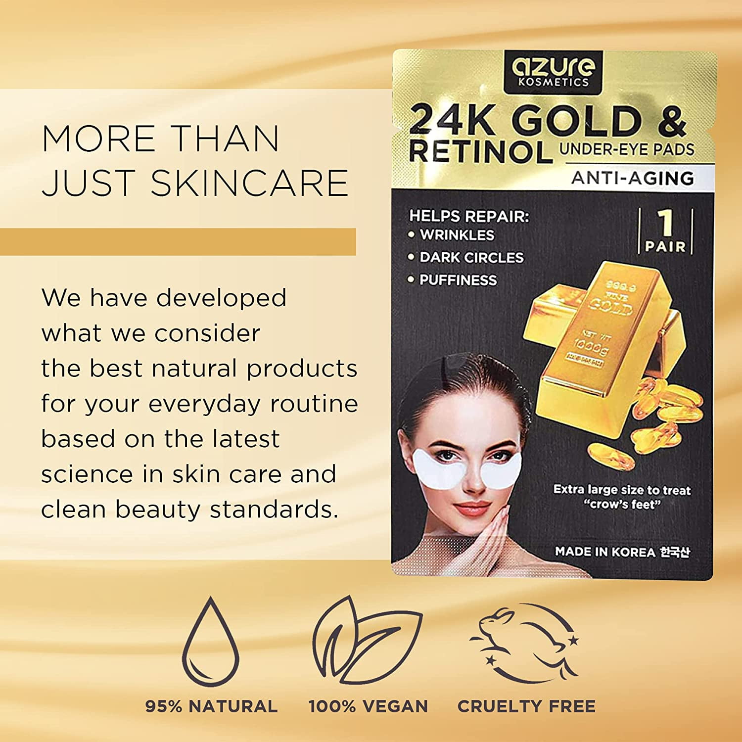 24K Gold Retinol Under Eye Patches – 5 Pairs