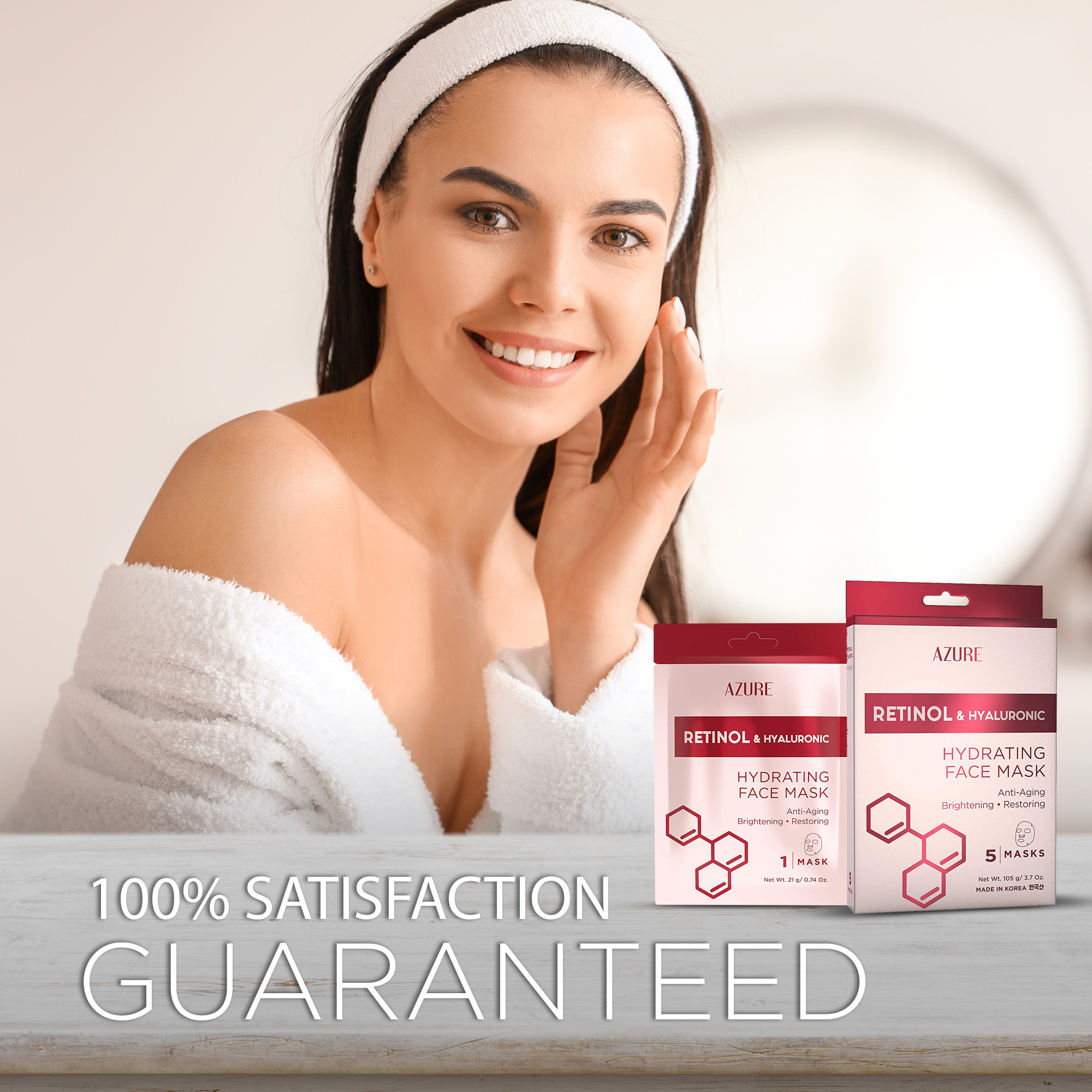 Hydrating Retinol & Hyaluronic Facial Mask - 5 Pack