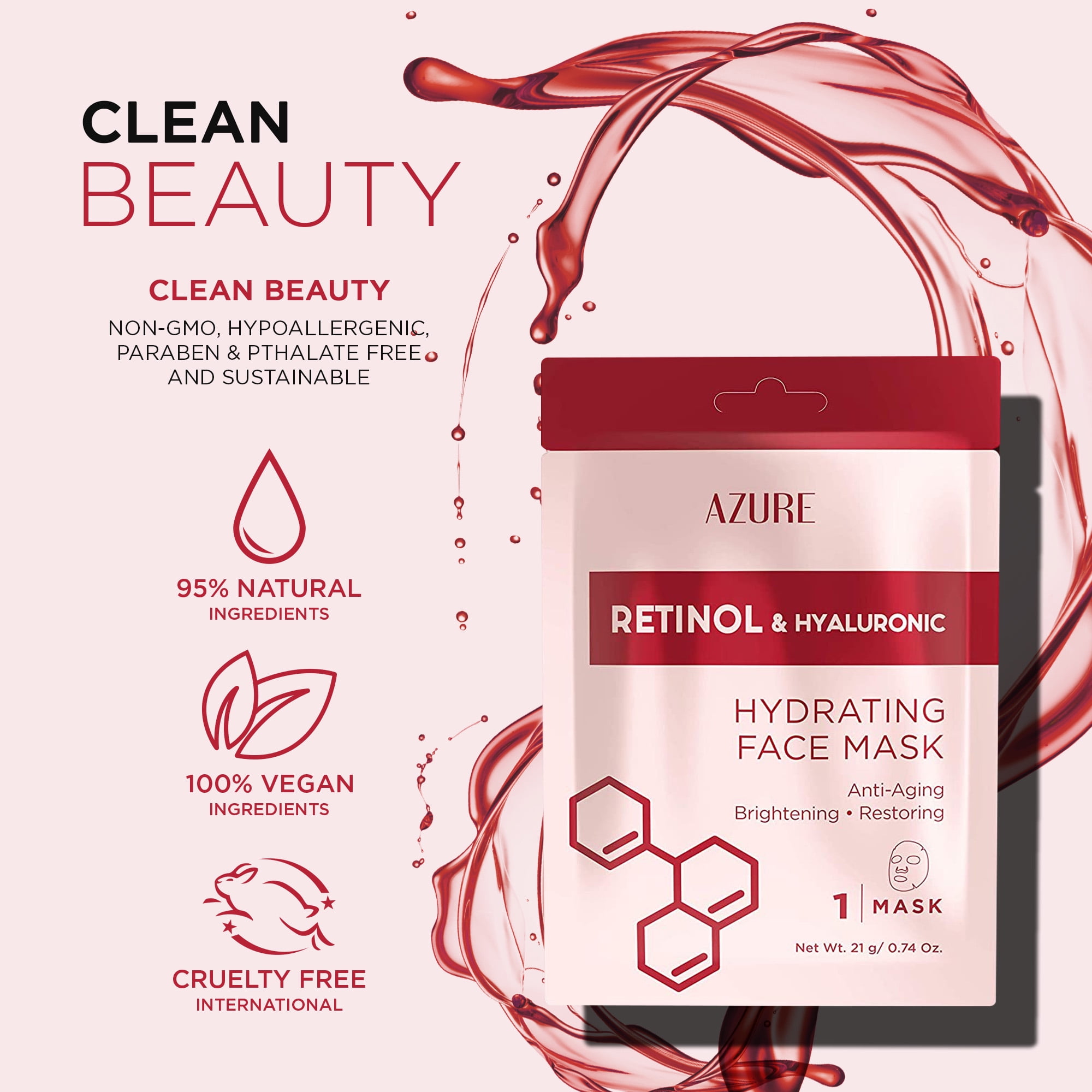 Hydrating Retinol & Hyaluronic Facial Mask - 5 Pack