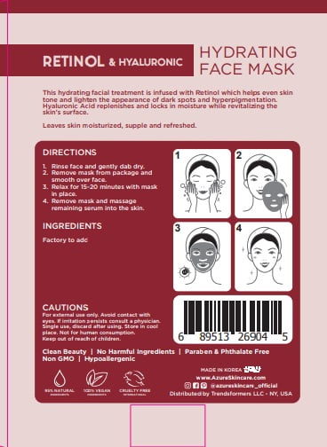 Hydrating Retinol & Hyaluronic Facial Mask - 5 Pack