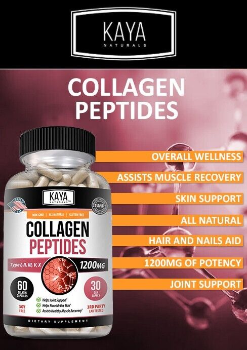 Collagen Peptides 1200mg Capsules for Youthful Skin
