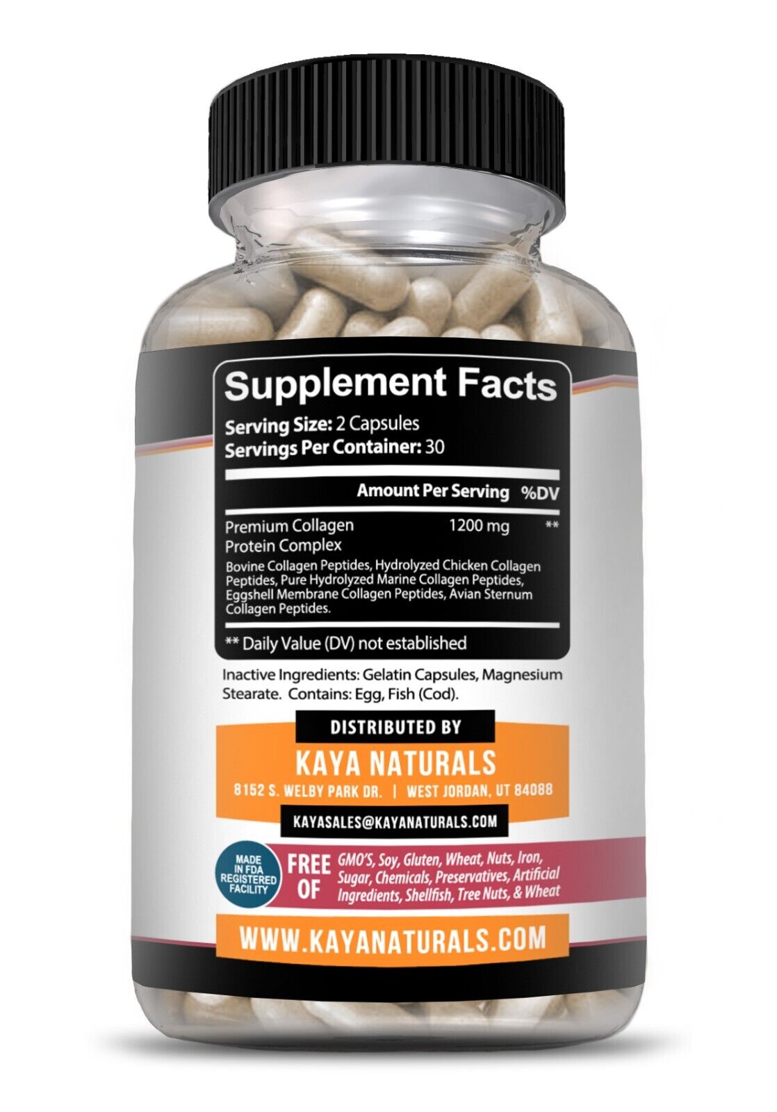 Collagen Peptides 1200mg Capsules for Youthful Skin