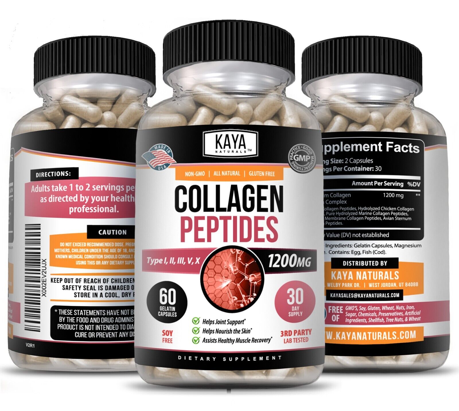 Collagen Peptides 1200mg Capsules for Youthful Skin