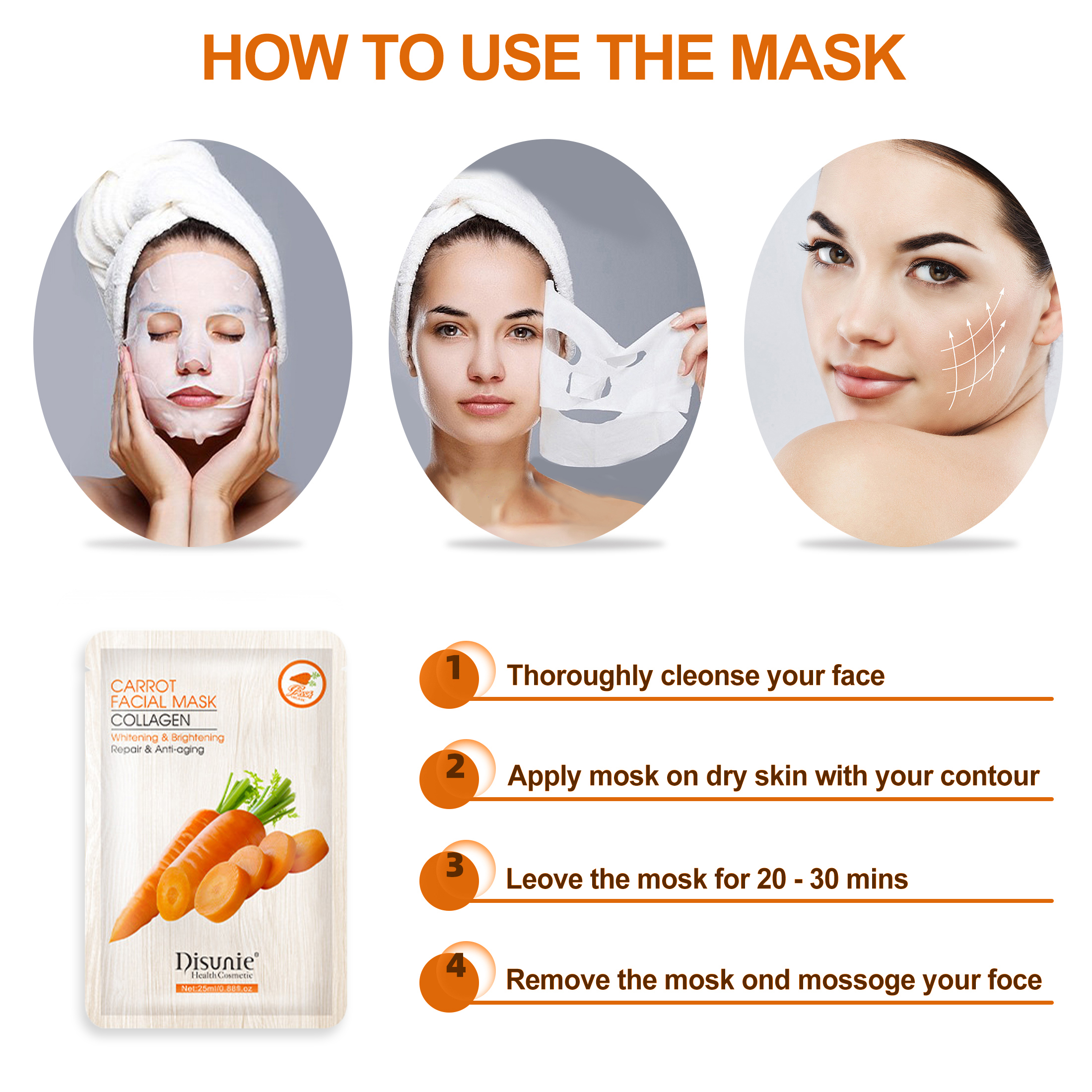 Carrot & Hyaluronic Acid Anti-Aging Face Masks
