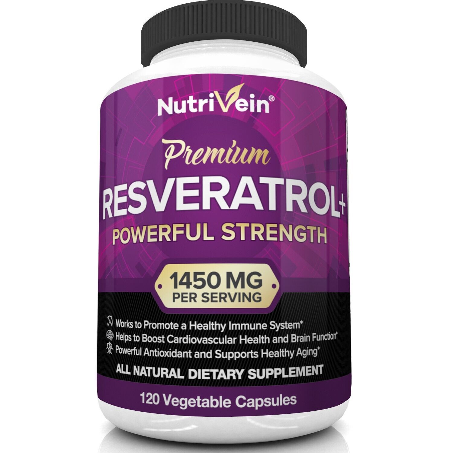Nutrivein Resveratrol 1450mg Anti-Aging Antioxidant Capsules