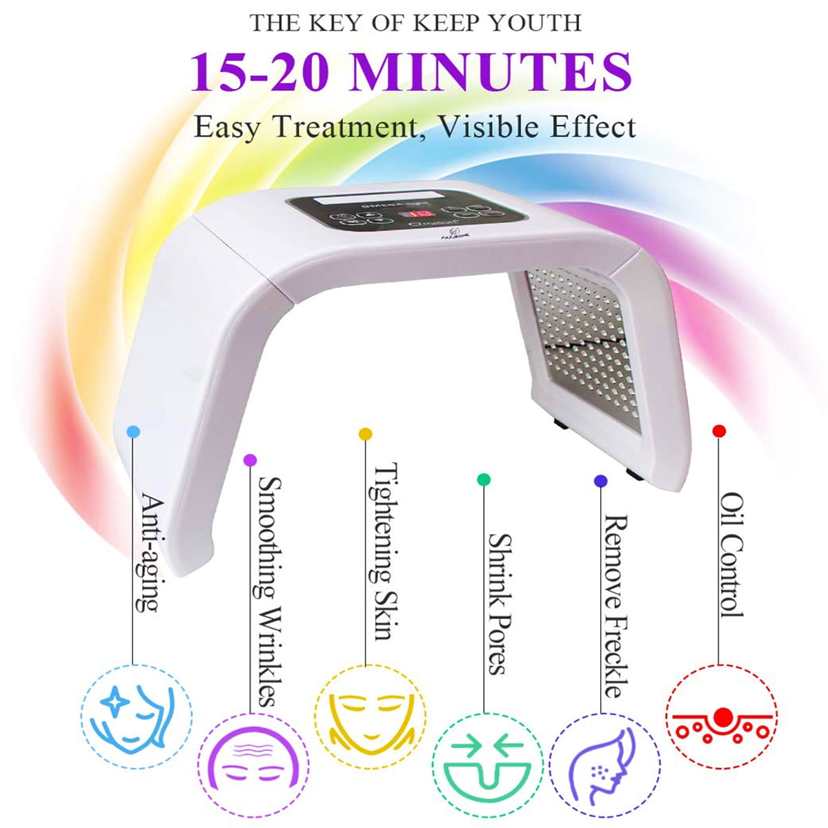7-Color LED Light Therapy Face Mask for Wrinkles