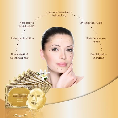 Gold Face Masks with Bio-Collagen for Anti-Aging