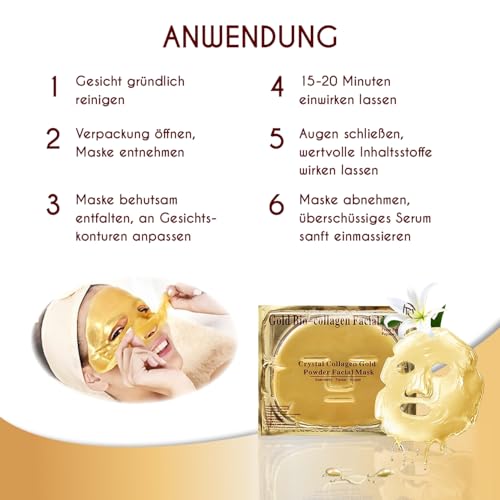 Gold Face Masks with Bio-Collagen for Anti-Aging