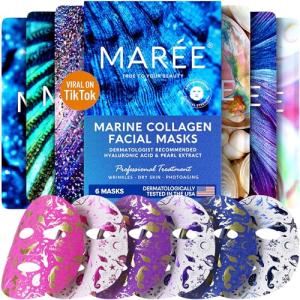 Marine Collagen & Hyaluronic Acid Facial Masks - 6 Pack