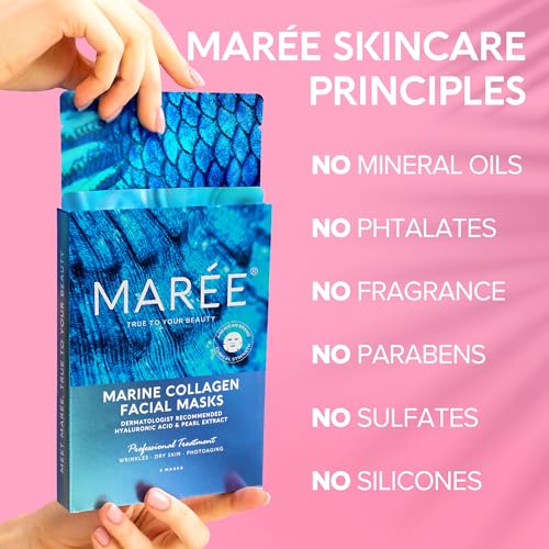 Marine Collagen & Hyaluronic Acid Facial Masks - 6 Pack