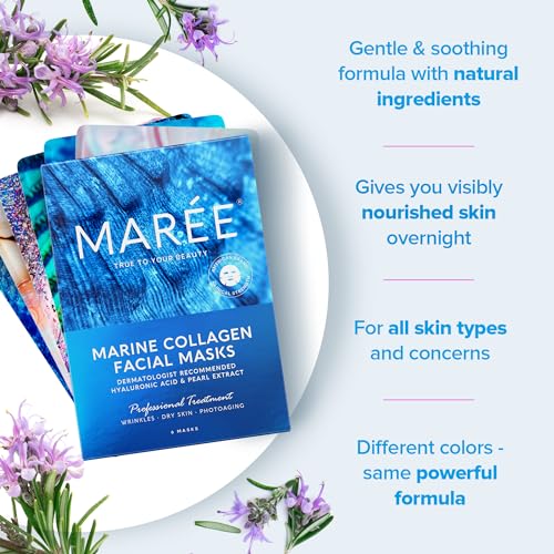 Marine Collagen & Hyaluronic Acid Facial Masks - 6 Pack