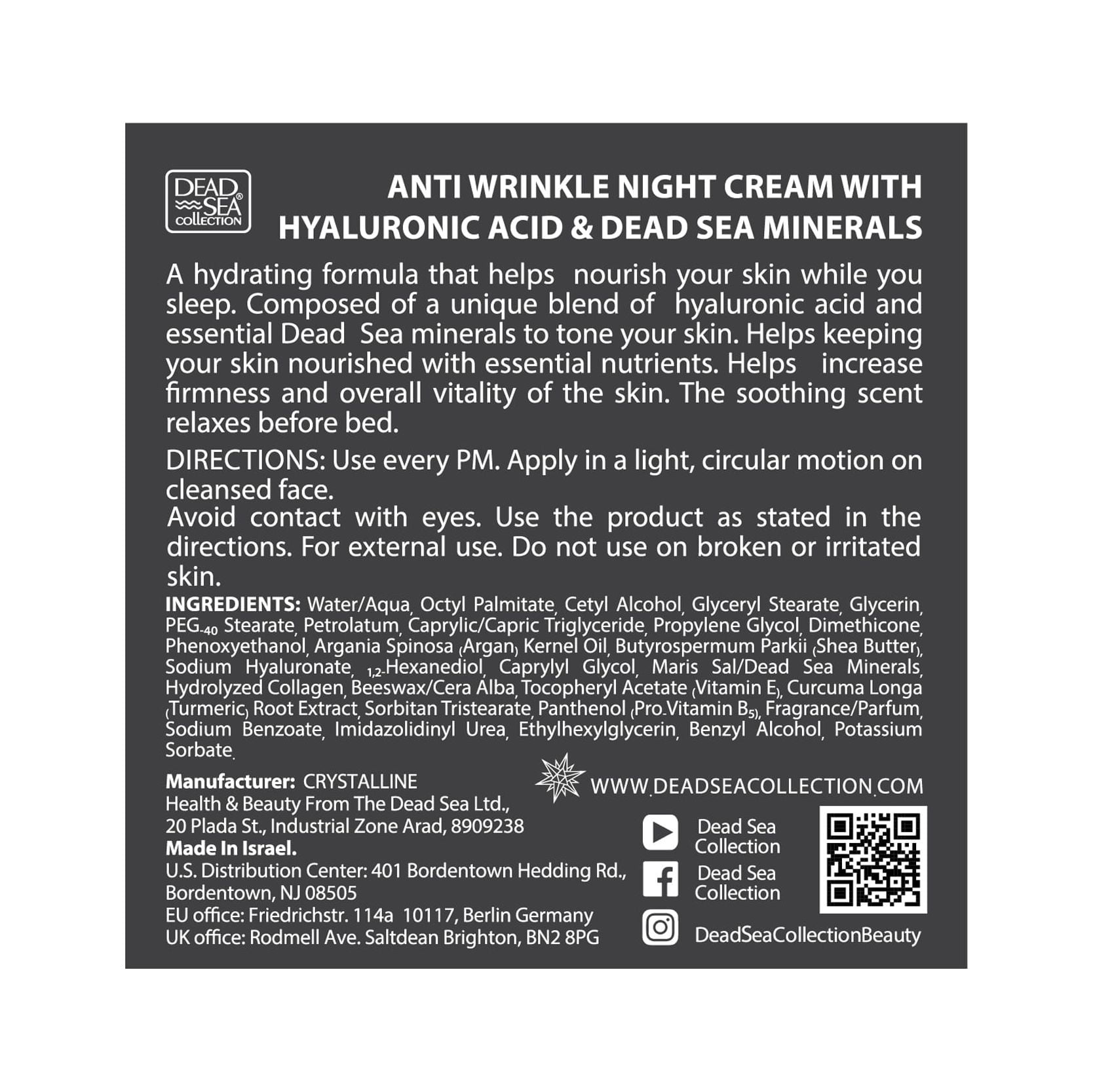 Dead Sea Night Cream with Hyaluronic Acid 1.69 oz
