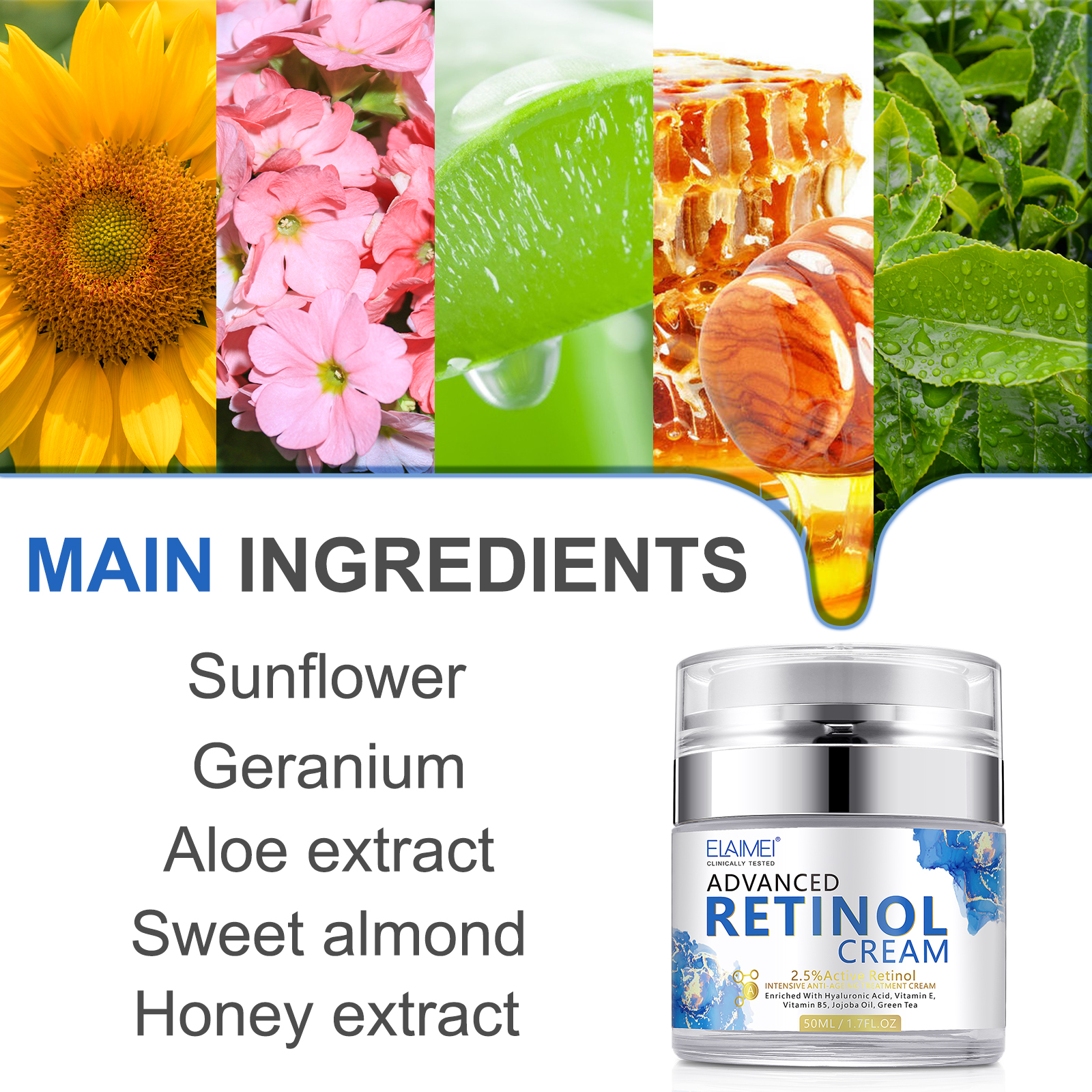 Elaimei Retinol Cream with Collagen and Hyaluronic Acid