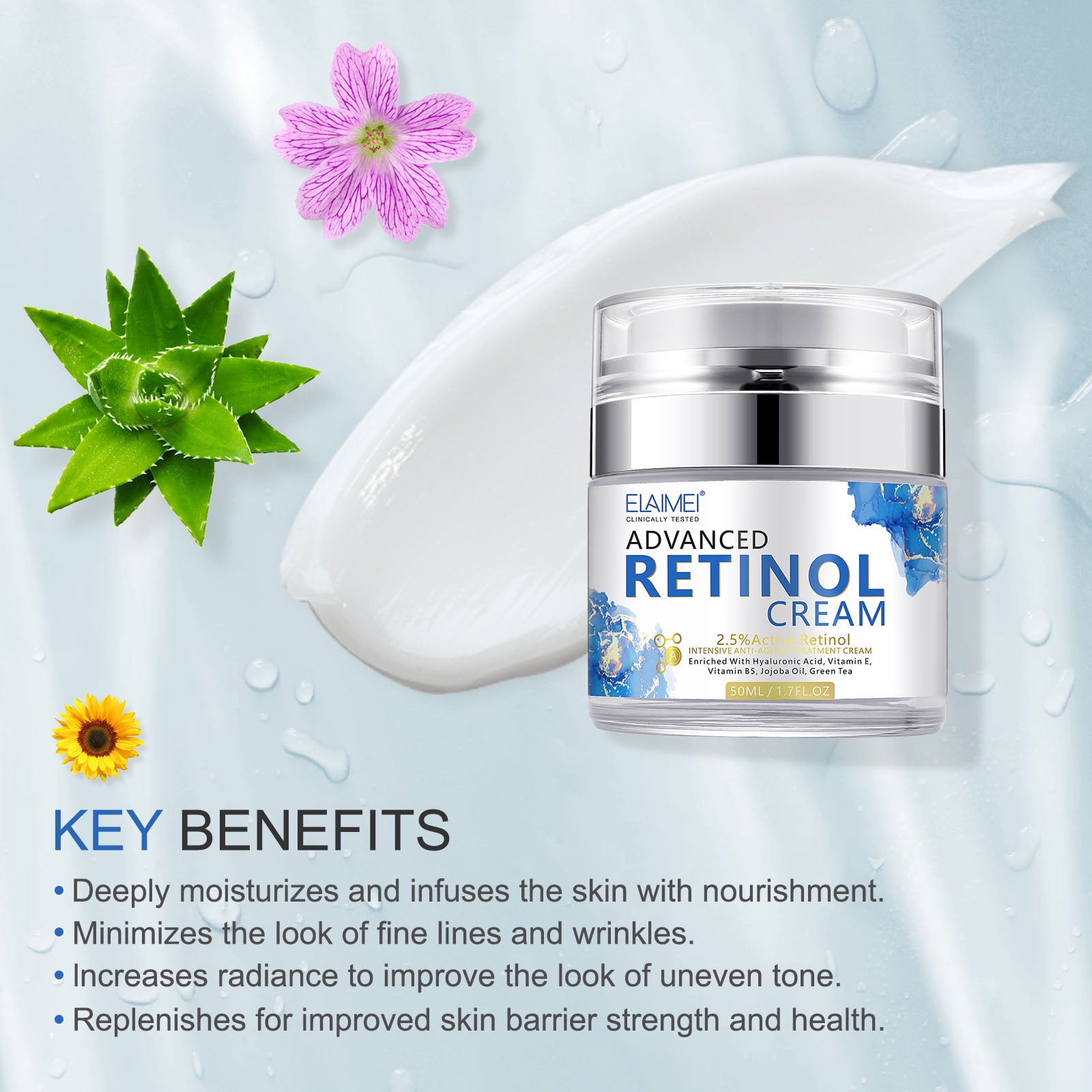 Elaimei Retinol Cream with Collagen and Hyaluronic Acid