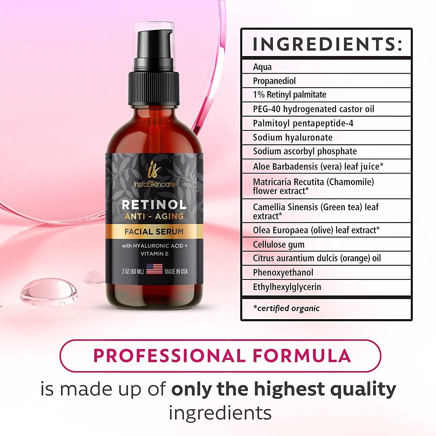 Retinol Face Serum with Hyaluronic Acid and Aloe