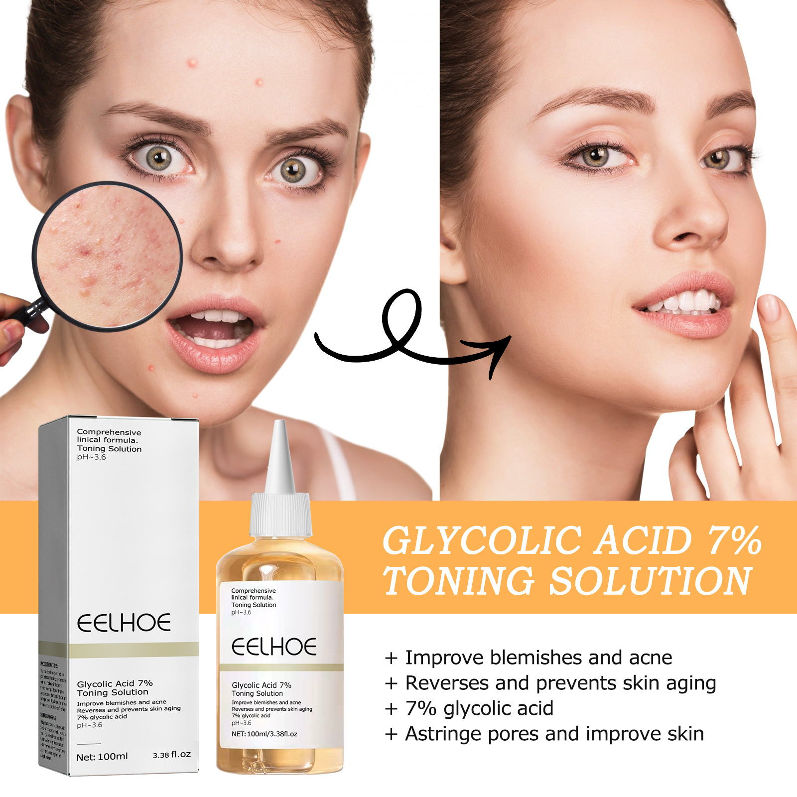 Glycolic Acid Face Toner for Glowing Skin
