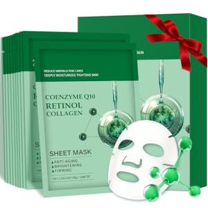 10-Pack Anti-Aging Collagen Face Masks with Retinol