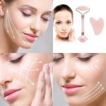 Rose Quartz Roller and Gua Sha Set for Anti-Aging