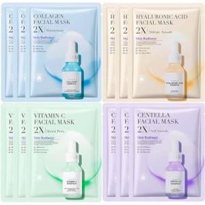 FlasshFrez 12 Pcs Hydrating Anti-Aging Face Masks