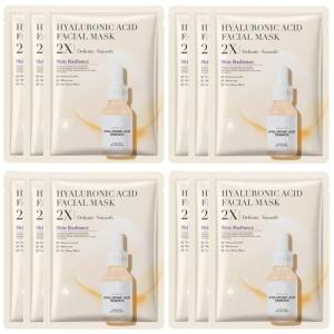 JORUN 12 Pcs Hydrating Hyaluronic Acid Sheet Masks