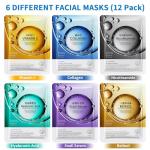 12 Pack Hydrating Collagen Face Masks Set