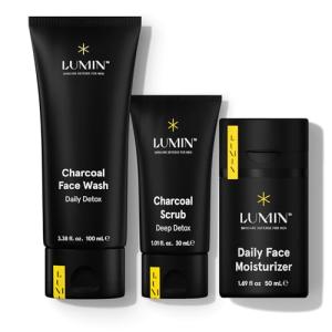 Lumin Men's Detox Skincare Trio: Wash, Scrub, Moisturizer