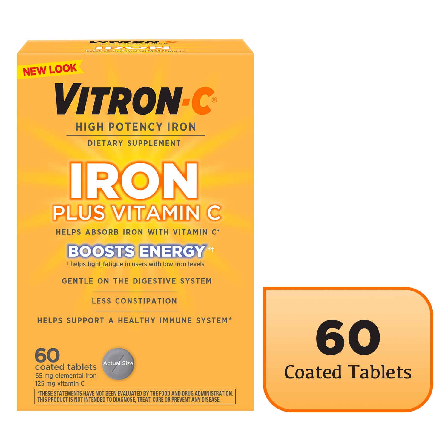 High-Potency Vitron-C Iron Supplement, 60 Count
