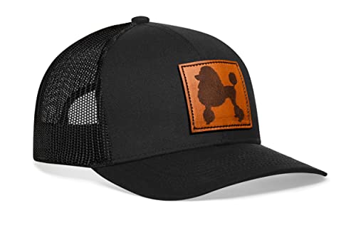 Poodle Dog Leather Trucker Hat - Black