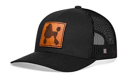 Poodle Dog Leather Trucker Hat - Black