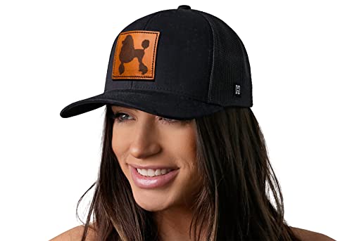 Poodle Dog Leather Trucker Hat - Black