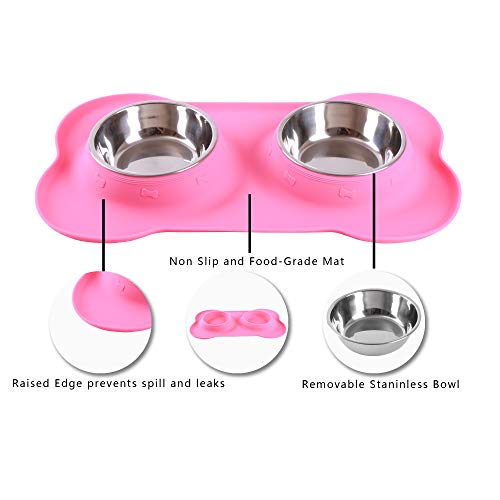 Poodle Dog Bowl with Non-Slip Mat & Food Scoop