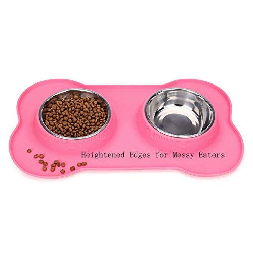 Poodle Dog Bowl with Non-Slip Mat & Food Scoop