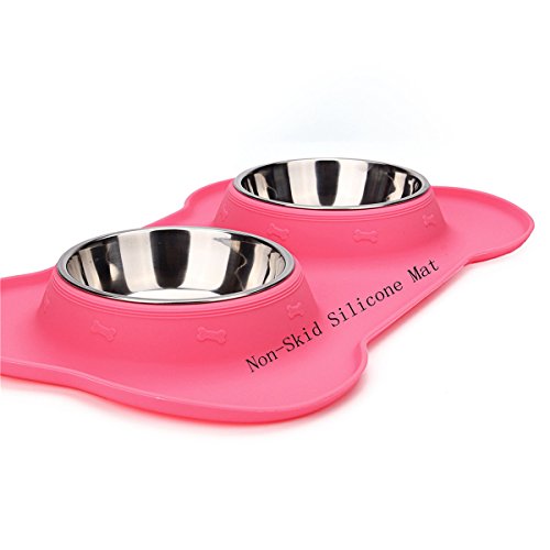 Poodle Dog Bowl with Non-Slip Mat & Food Scoop