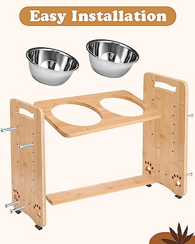 Adjustable Elevated Dog Bowls for Poodles - Stainless Steel