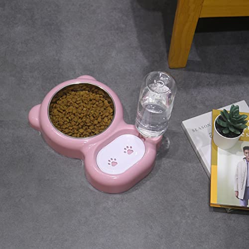 Double Dog Cat Bowls with Automatic Water Dispenser