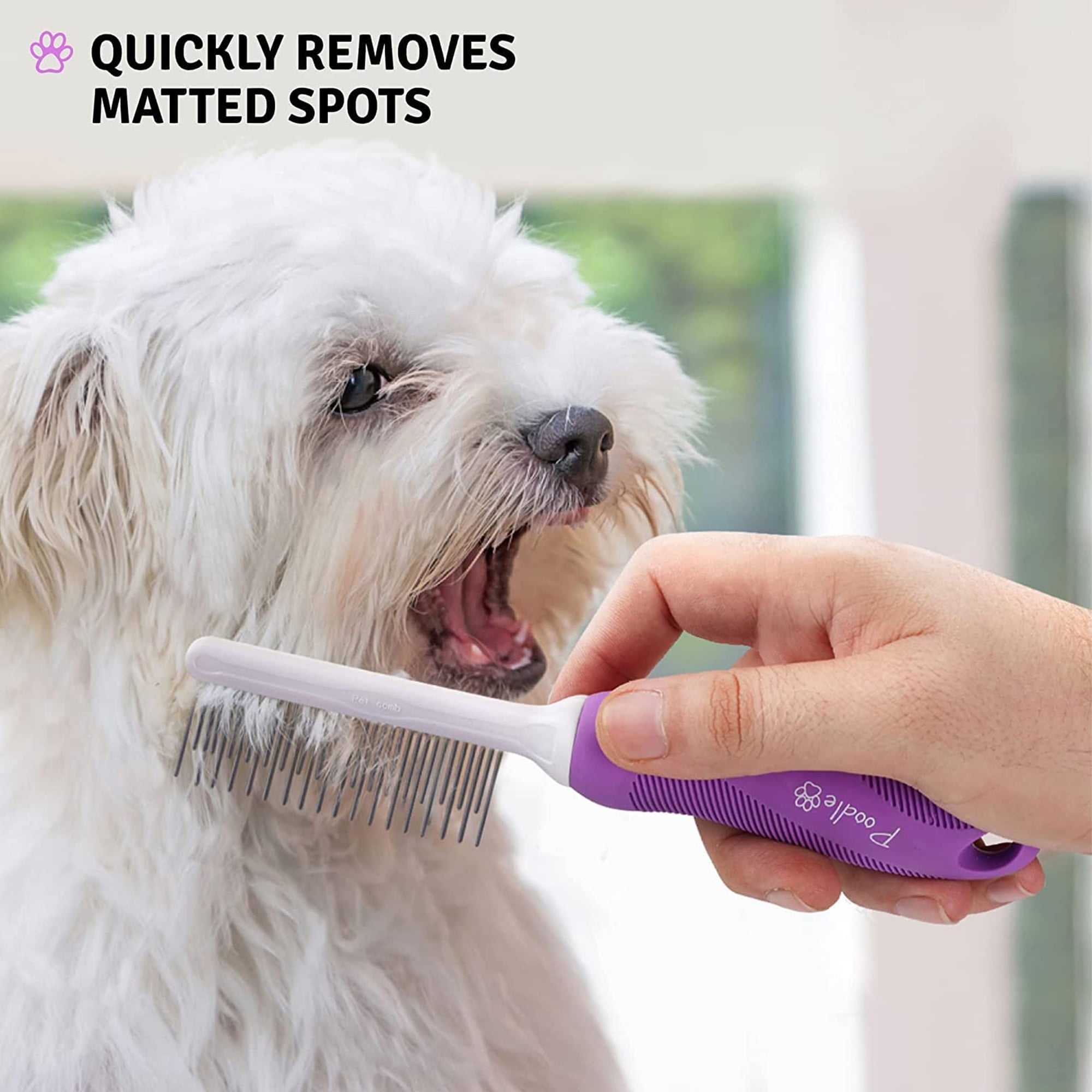 Poodle Pet Stainless Steel Detangler Comb, 2-in-1