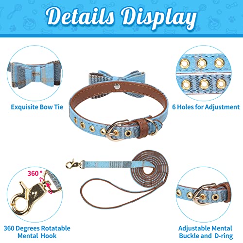 Cute Plaid Bow Tie Dog Collar Set