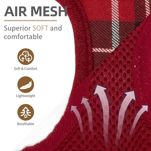 Red Plaid Dog Harness and Leash Set