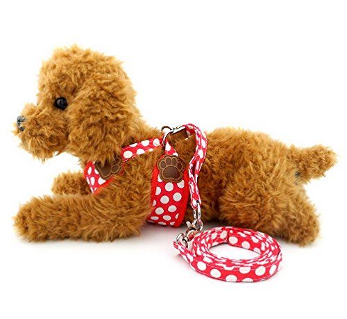 SELMAI Poodle Dog Harness Set, Polka Dot/Camo
