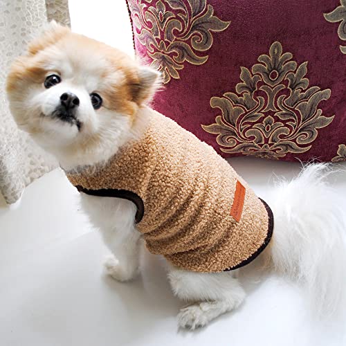 Khaki Fleece Poodle Sweater Vest for Winter Weather