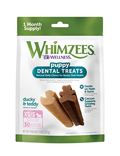 WHIMZEES Puppy Dental Chews, Long Lasting, Grain-Free, Freshens Breath